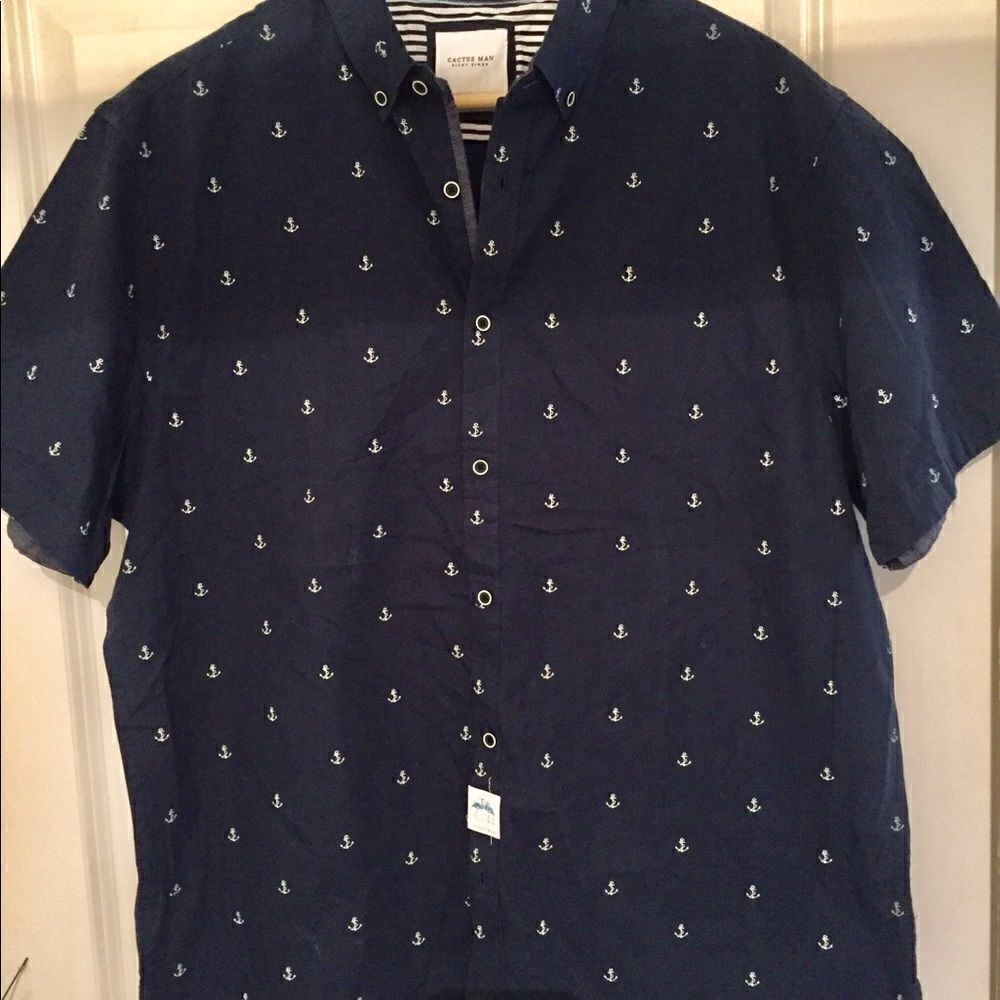 NWT Cactus Man Ricky Singh Navy Anchor shirt Sz XL